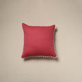 Running stitch plain cotton cushion cover 08 - handcrafted