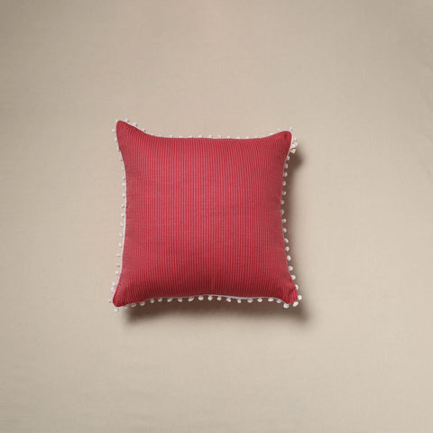 Running stitch plain cotton cushion cover 08 - handcrafted