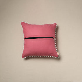 Running stitch plain cotton cushion cover 08 - handcrafted