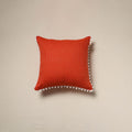 Running stitch plain cotton cushion cover 09 - handcrafted