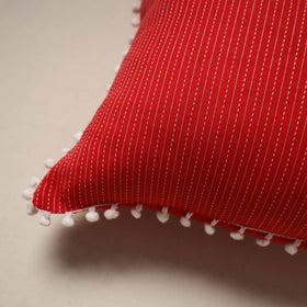 Running stitch plain cotton cushion cover 13 - handcrafted