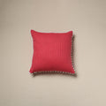 Running stitch plain cotton cushion cover 16 - handcrafted