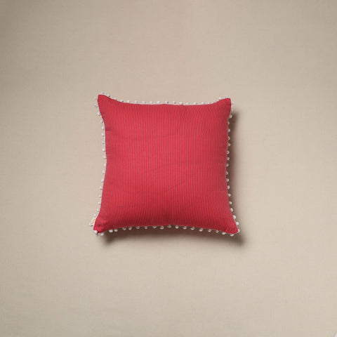 Running stitch plain cotton cushion cover 16 - handcrafted