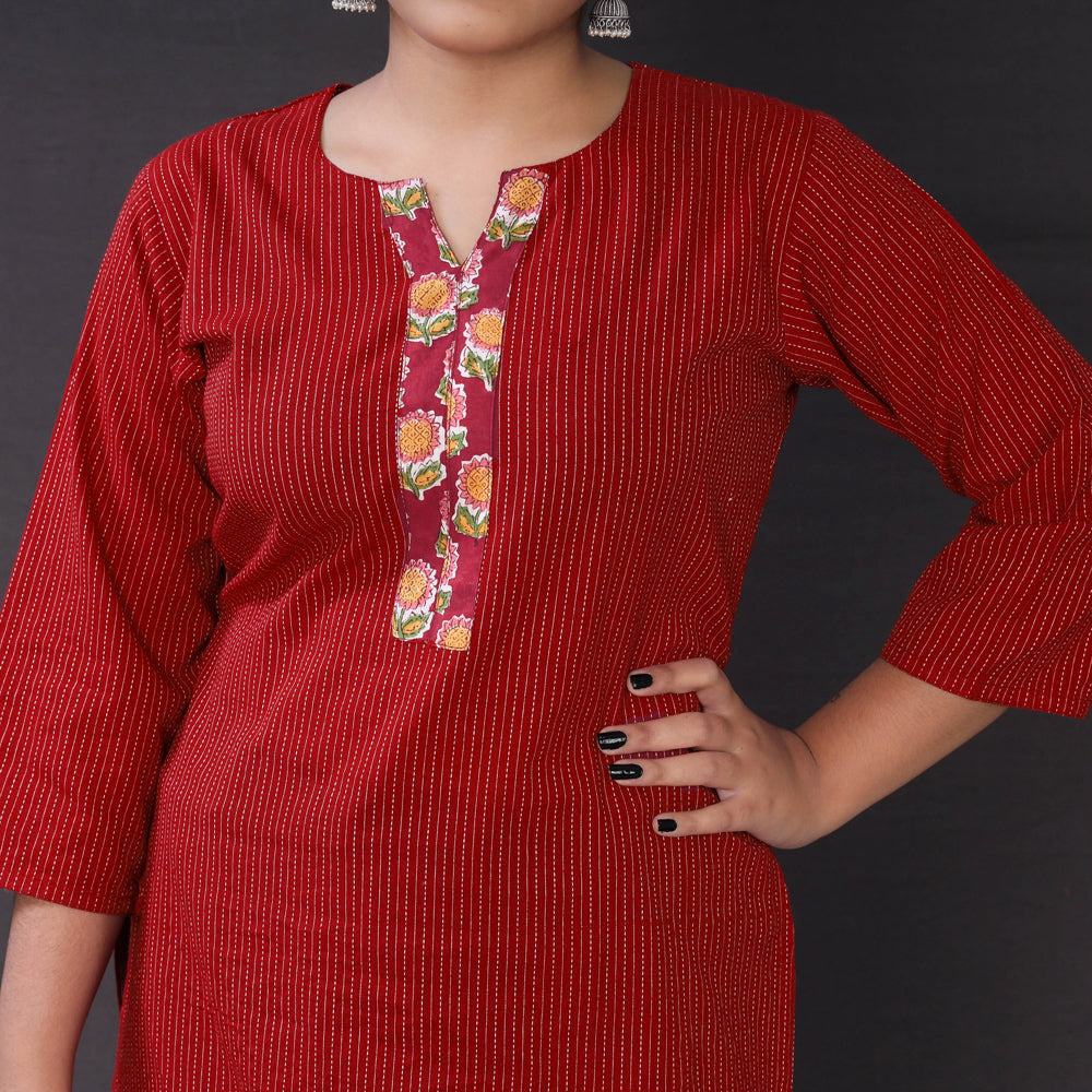 Buy iTokri Casuals - Running Stitch Pure Cotton Long Kurta Online at iTokri.com
