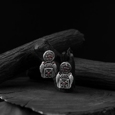 Red - saanjh bela bird oxidised earrings - handcrafted