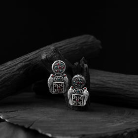 Red - saanjh bela bird oxidised earrings - handcrafted