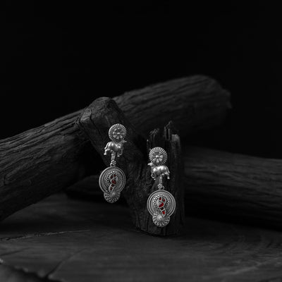 Red - saanjh bela bloom & nandi oxidised earrings
