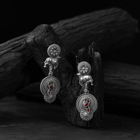 Red - saanjh bela bloom & nandi oxidised earrings