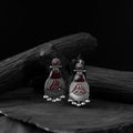 Red - saanjh bela blossom oxidised earrings - handcrafted