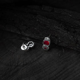 Red - saanjh bela blossom oxidised necklace set