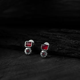 Red - saanjh bela blossom oxidised necklace set