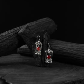 Red - saanjh bela camel oxidised earrings - handcrafted