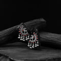 Red - saanjh bela deer oxidised earrings - handcrafted