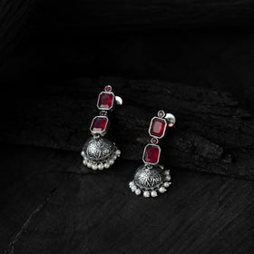 Red - saanjh bela double layered oxidised necklace set