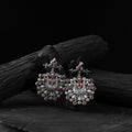 Red - saanjh bela elephant oxidised earrings - handcrafted