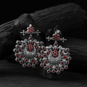 Red - saanjh bela elephant oxidised earrings - handcrafted