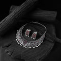 Red - saanjh bela floral oxidised necklace set - handcrafted