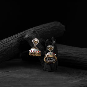 Red - saanjh bela goddess durga oxidised jhumka earrings