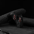 Red - saanjh bela leaf oxidised drop earrings - handcrafted