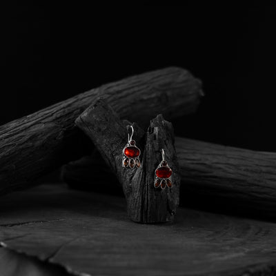 Red - saanjh bela leaf oxidised drop earrings - handcrafted