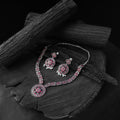 Red - saanjh bela lotus oxidised necklace set - handcrafted