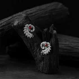 Red - saanjh bela mayuri oxidised earrings - handcrafted