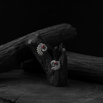 Red - saanjh bela mayuri oxidised earrings - handcrafted