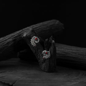 Red - saanjh bela mayuri oxidised earrings - handcrafted
