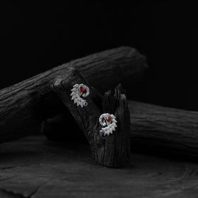 Red - saanjh bela mayuri oxidised earrings - handcrafted