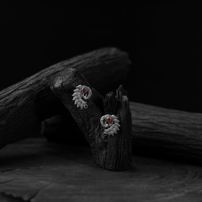 Red - saanjh bela mayuri oxidised earrings - handcrafted