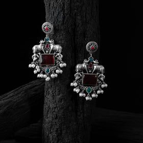 Red - saanjh bela nandi chandbali oxidised earrings