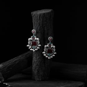 Red - saanjh bela nandi chandbali oxidised earrings