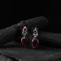 Red - saanjh bela nandi oxidised earrings - handcrafted