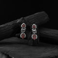 Red - saanjh bela nandi oxidised earrings - handcrafted