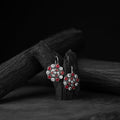 Red - saanjh bela oxidised drop earrings - handcrafted