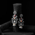 Red - saanjh bela peacock chandbali oxidised earrings