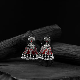Red - saanjh bela rabbit & elephant oxidised earrings