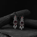 Red - saanjh bela seahorse oxidised earrings - handcrafted