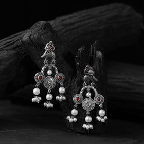 Red - saanjh bela sparrow oxidised earrings - handcrafted