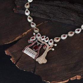 Red - saanjh saaj classic german silver necklace set 12