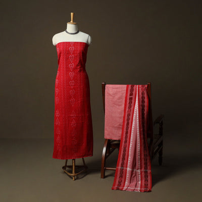 Sambalpuri ikat cotton 3pc unstitched dress material suit