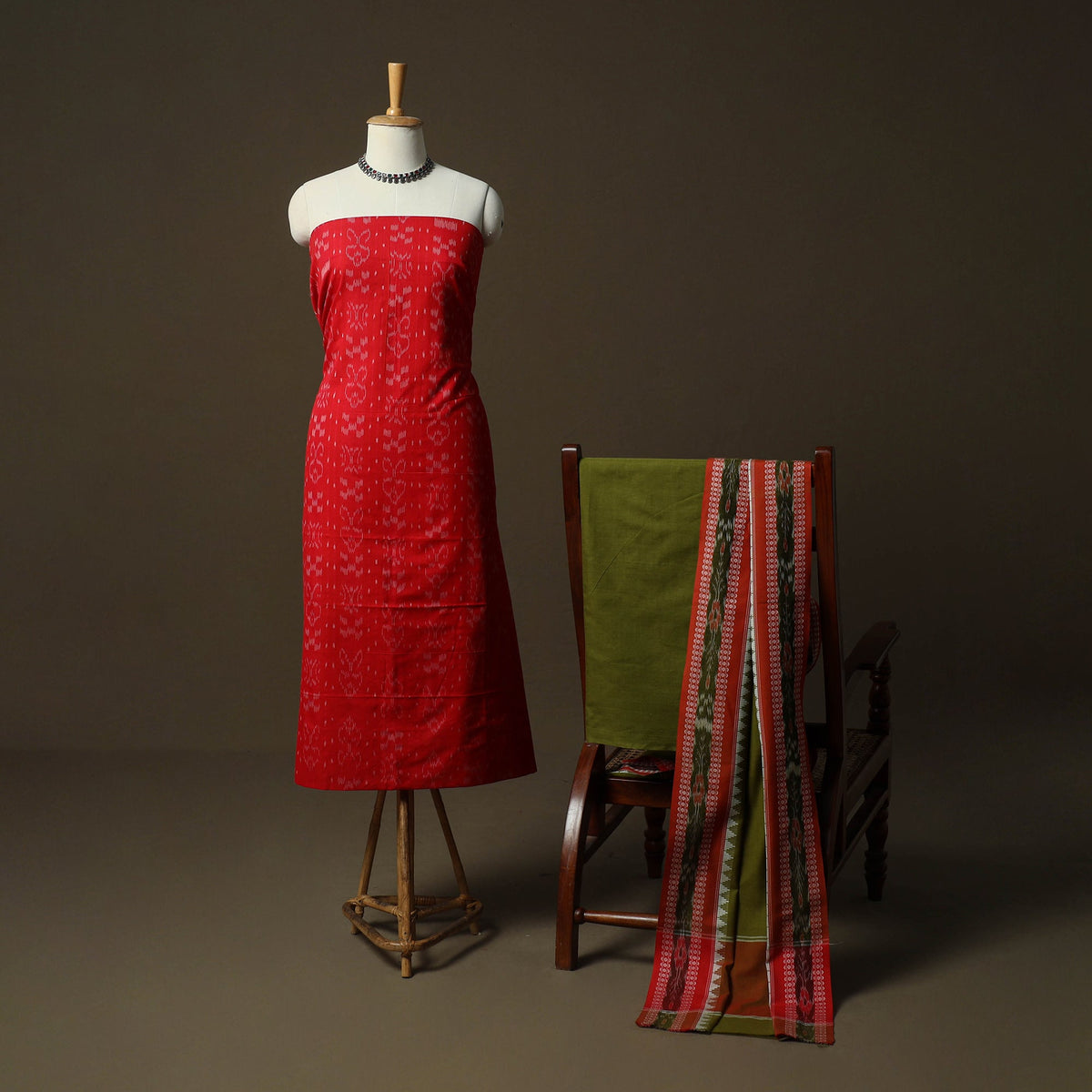 Sambalpuri ikat cotton 3pc unstitched dress material suit