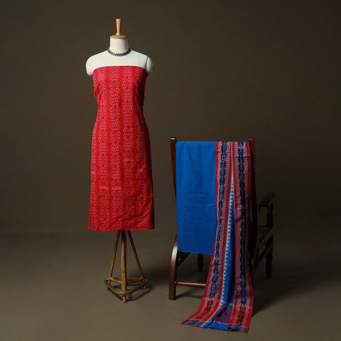 Sambalpuri ikat cotton 3pc unstitched dress material suit