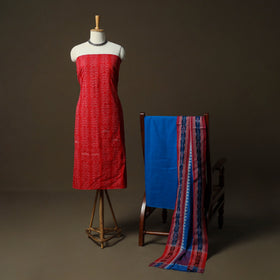 Sambalpuri ikat cotton 3pc unstitched dress material suit