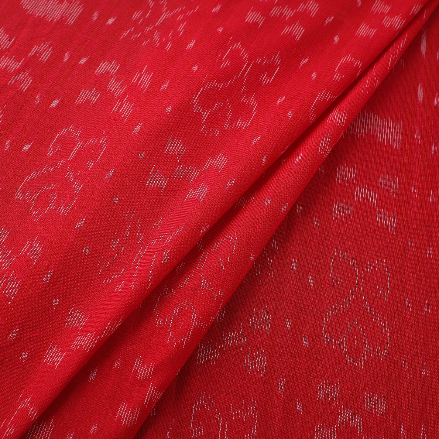 Red Sambalpuri Ikat Cotton Fabric