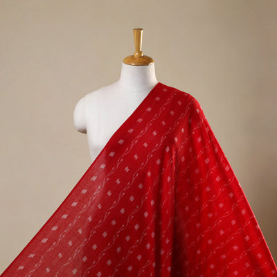 Red Sambalpuri Ikat Cotton Fabric