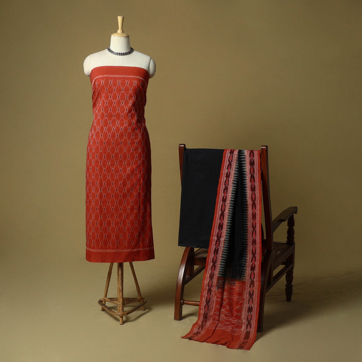 Sambalpuri ikat handloom cotton 3pc unstitched dress