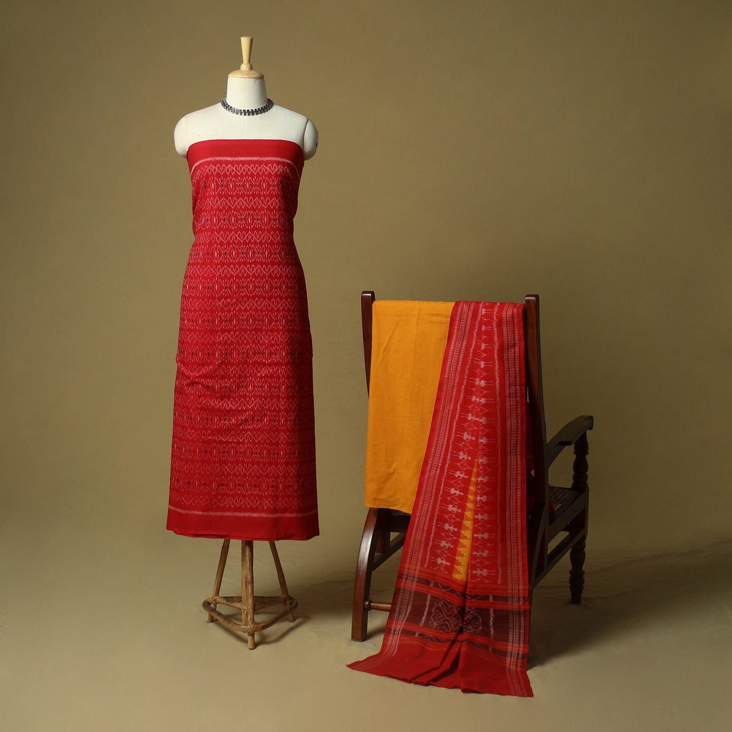 Sambalpuri ikat handloom cotton 3pc unstitched dress