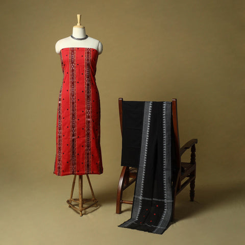 Sambalpuri ikat handloom embroidered cotton 3pc unstitched