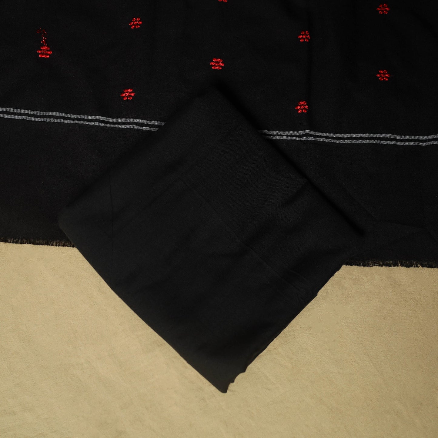 Sambalpuri ikat handloom embroidered cotton 3pc unstitched